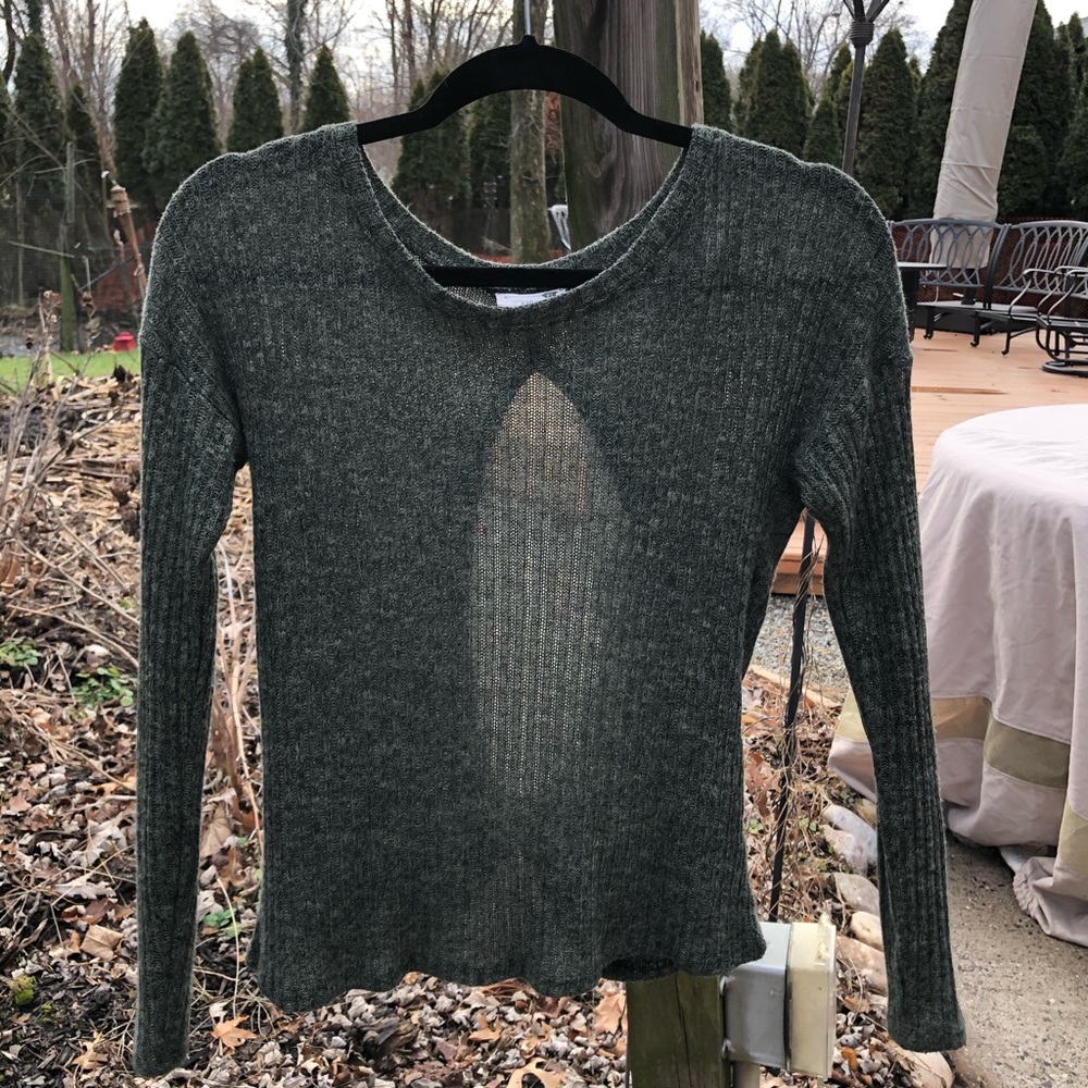 Olive Green Open-Back Sweater